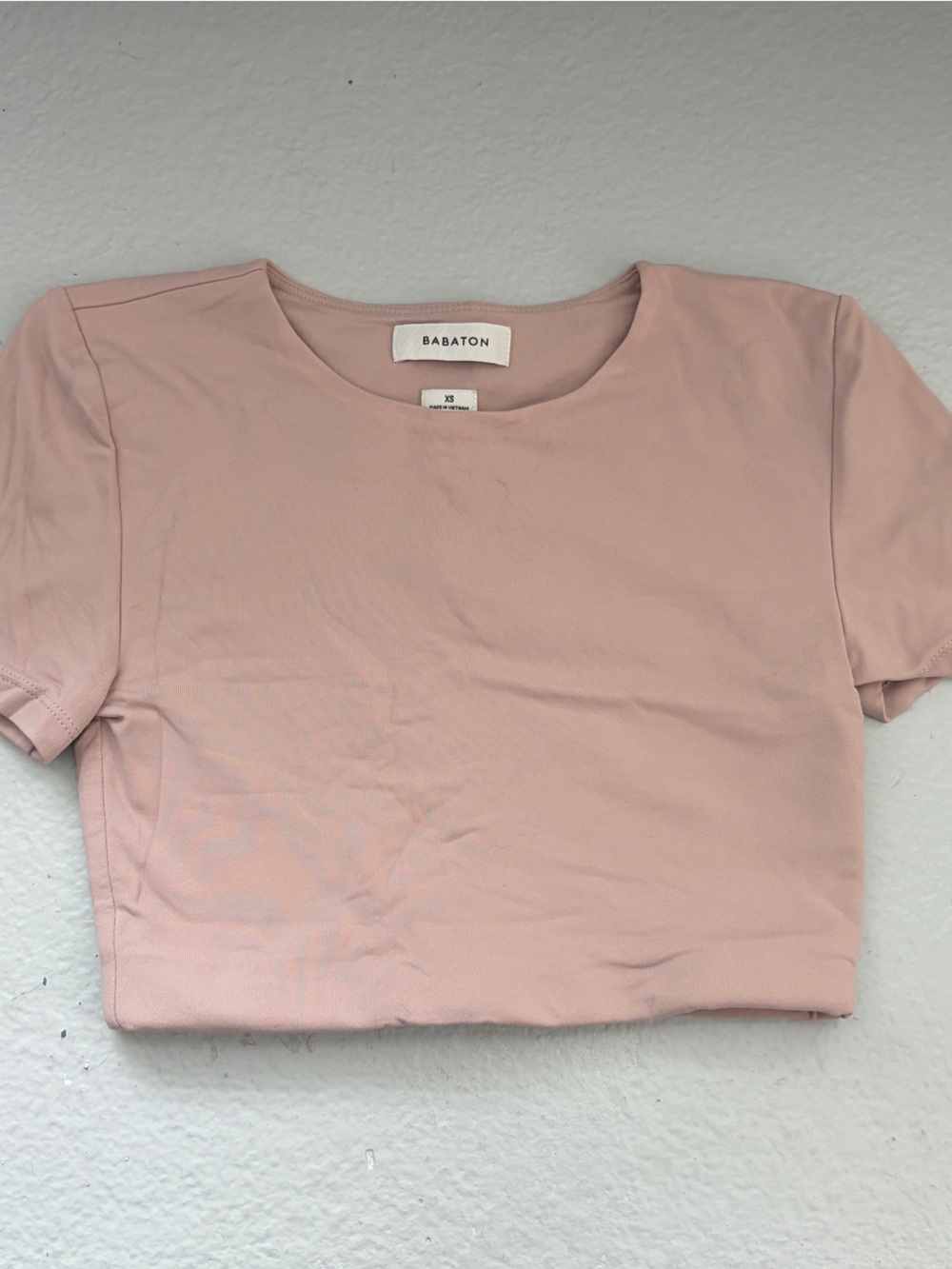 Babaton Blush Pink Cropped Crewneck Top